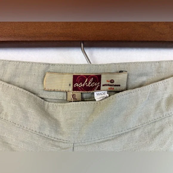 VINTAGE Deadstock Y2K Linen Pant Utility Jogger NEW Green Streetwear 90s Pull XL - Picture 7 of 14